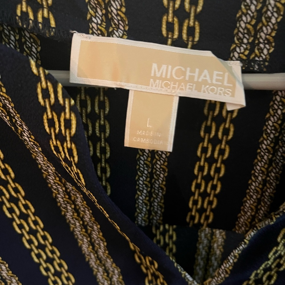 Michael Kors Black and Gold Chain Print Top